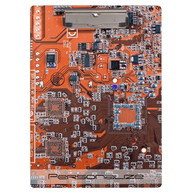 Custom Orange PCB Circuit Board for IT Pros Clipboard (Front)