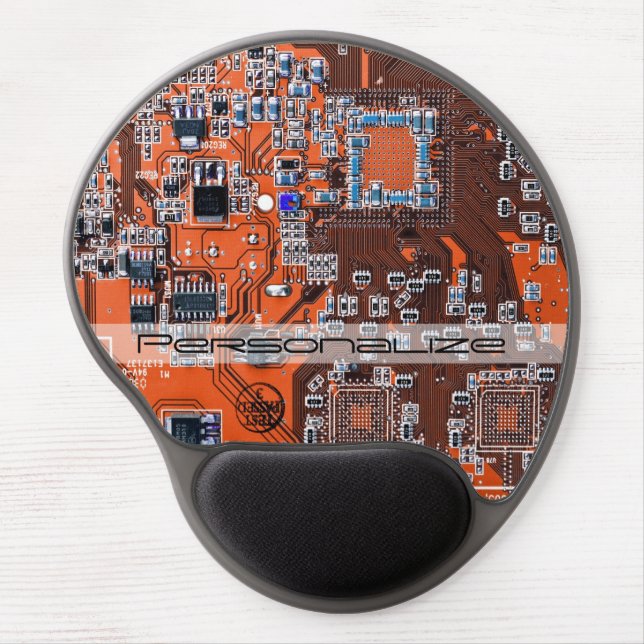 Custom Orange PCB Circuit Board for IT Pros Gel Mouse Pad (Front)
