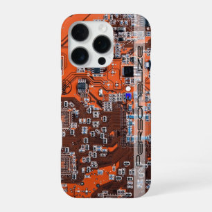 Custom Orange PCB Circuit Board for IT Pros iPhone 16 Pro Case