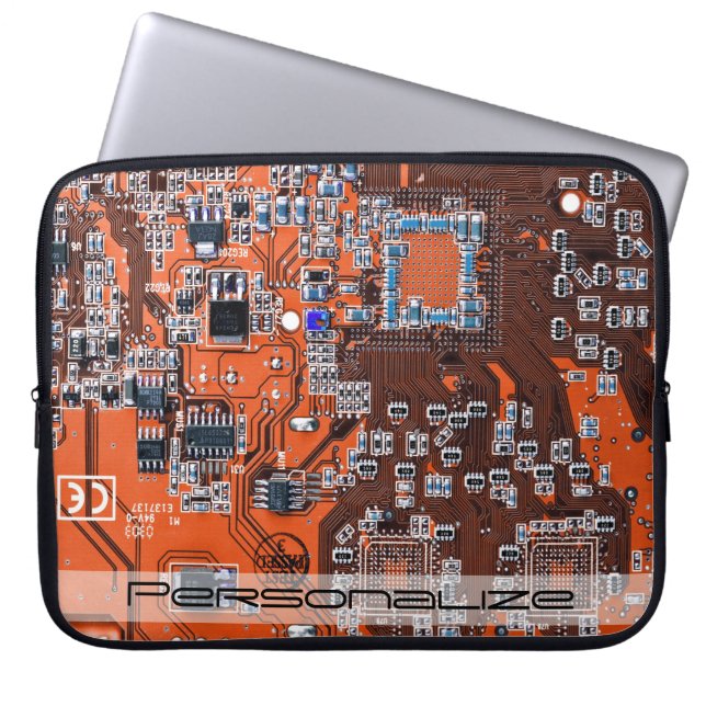 Custom Orange PCB Circuit Board for IT Pros Laptop Sleeve (Front)