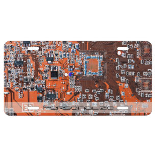 Custom Orange PCB Circuit Board for IT Pros License Plate