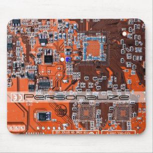 Custom Orange PCB Circuit Board for IT Pros Mouse Pad