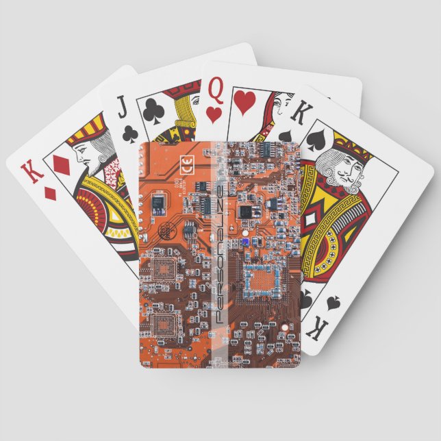 Custom Orange PCB Circuit Board for IT Pros Poker Cards (Back)