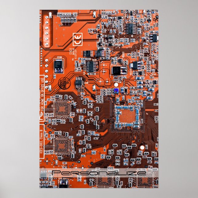 Custom Orange PCB Circuit Board for IT Pros Poster (Front)