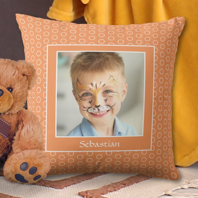 Custom Orange Photo Frame Throw Pillow (Creator Uploaded)