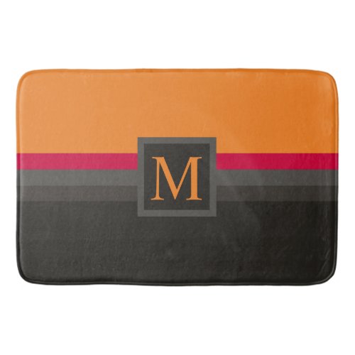 Custom Orange Pink Grey Black Color Block Bath Mat