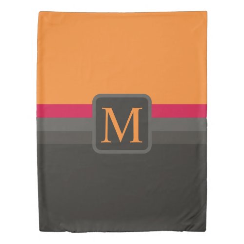 Custom Orange Pink Grey Black Color Block Duvet Cover