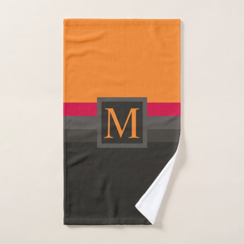 Custom Orange Pink Grey Black Color Block Hand Towel