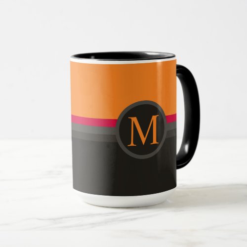 Custom Orange Pink Grey Black Color Block Mug
