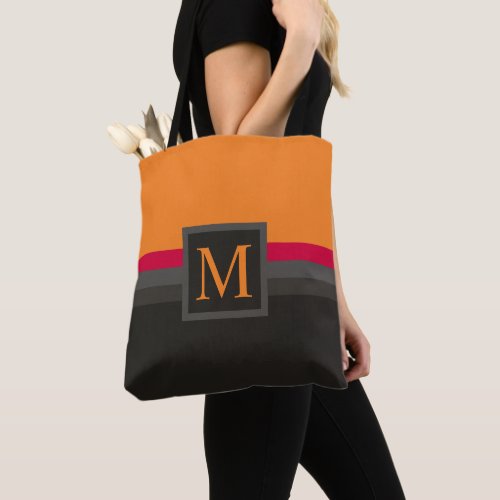 Custom Orange Pink Grey Black Color Block Tote Bag