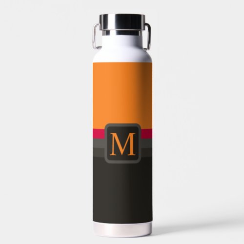 Custom Orange Pink Grey Black Color Block Water Bottle