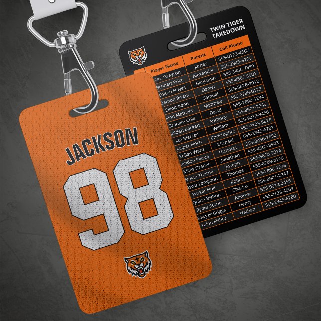 Custom Orange Player Team Roster Card Sport Badge (Creator Uploaded)