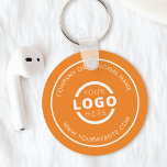 Custom Orange Promotional Business Logo Branded Keychain<br><div class="desc">Easily personalize this coaster with your own company logo or custom image. You can change the background color to match your logo or corporate colors. Custom branded keychains with your business logo are useful and lightweight giveaways for clients and employees while also marketing your business. No minimum order quantity. Bring...</div>