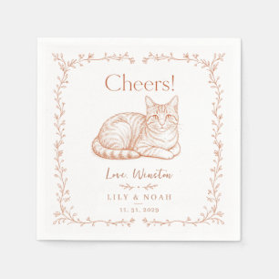Custom Orange Tabby Cat Wedding boho Ginger gift Napkins