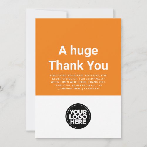 Custom Orange Thank You Employee Appreciation Card