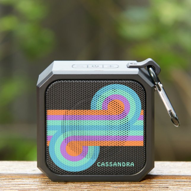 Custom Orange Turquoise Blue Purple Retro Pattern Bluetooth Speaker (Insitu(Outdoor))