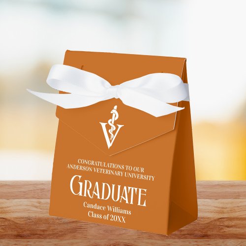 Custom Orange Veterinary School Graduation Party Favor Boxes