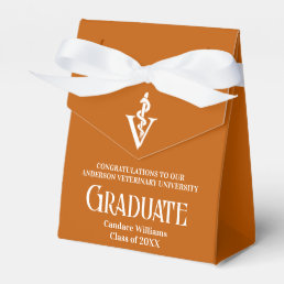 Custom Orange Veterinary School Graduation Party Favor Boxes