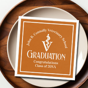 Custom Orange Veterinary School Graduation Party Napkins
