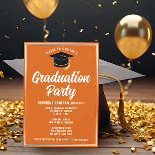 Custom Orange White Modern 2026 Graduation Party Invitation