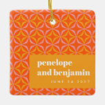 Custom Orange Yellow Retro Typography Wedding Ceramic Ornament<br><div class="desc">Custom Modern Orange and Yellow Retro Typography Wedding Ceramic Ornament</div>