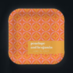 Custom Orange Yellow Retro Typography Wedding  Paper Plates<br><div class="desc">Custom Modern Orange and Yellow Retro Typography Wedding Paper Plates</div>