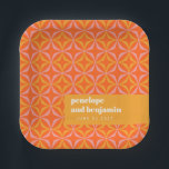 Custom Orange Yellow Retro Typography Wedding  Paper Plates<br><div class="desc">Custom Modern Orange and Yellow Retro Typography Wedding Paper Plates</div>