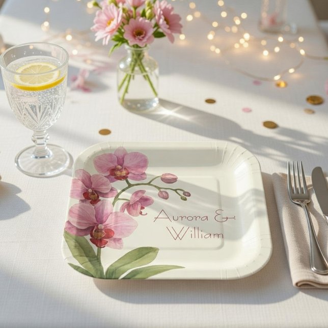 Custom Orchid Floral  Paper Plates (Creator Uploaded)