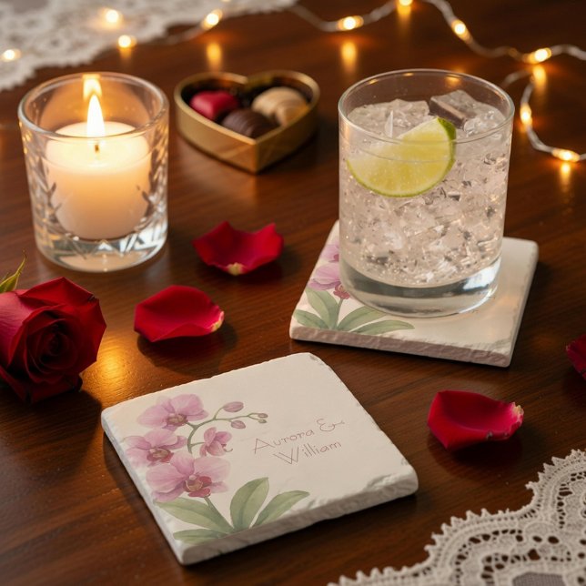 Custom Orchid Floral Stone Coaster (Creator Uploaded)