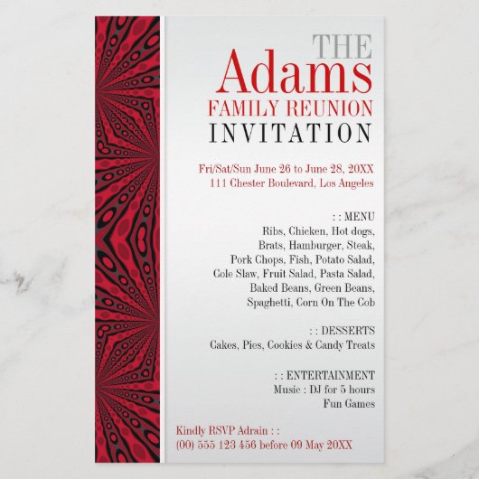 ::CUSTOM ORDER:: Adams Family Reunion Party Flyer (Back)