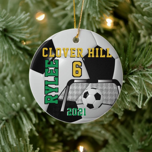 Custom Order - Black and White Soccer Ball ⚽ Ceramic Ornament (Tree)
