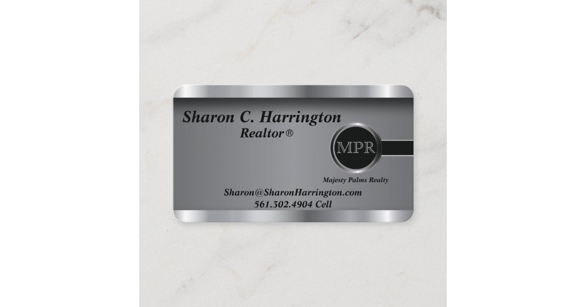Custom Order - Executive Black Steel Monogram Business Card | Zazzle