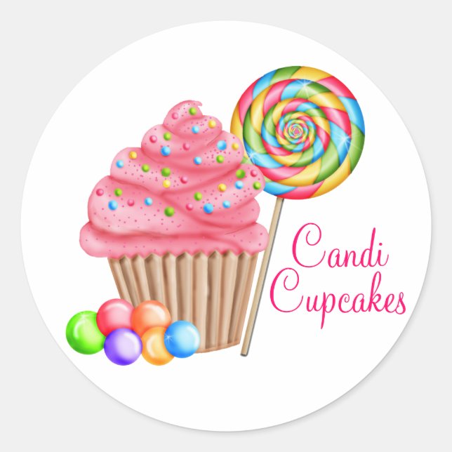 Custom Order For Candace- Candi Cupcakes Classic Round Sticker (Front)
