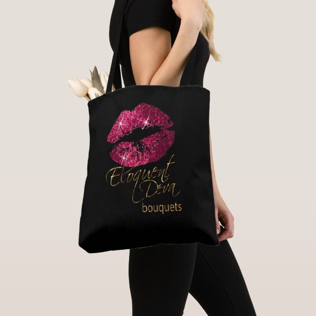 Custom Order - Hot Pink Lips Tote Bag (Close Up)