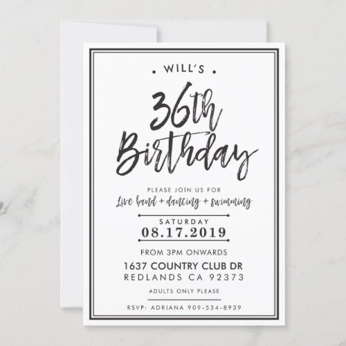 CUSTOM ORDER modern birthday party for Will Invitation