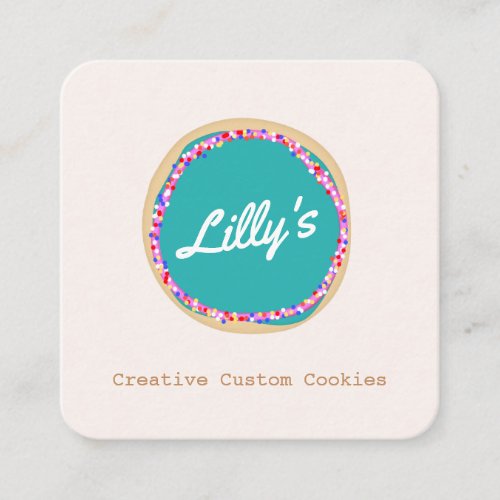 Custom Order Personalized Cookie Logo Square Business Card