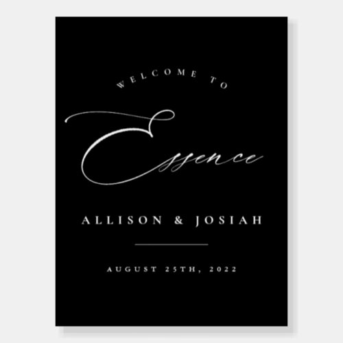 Custom Order Script Essence Black Wedding Welcome Foam Board