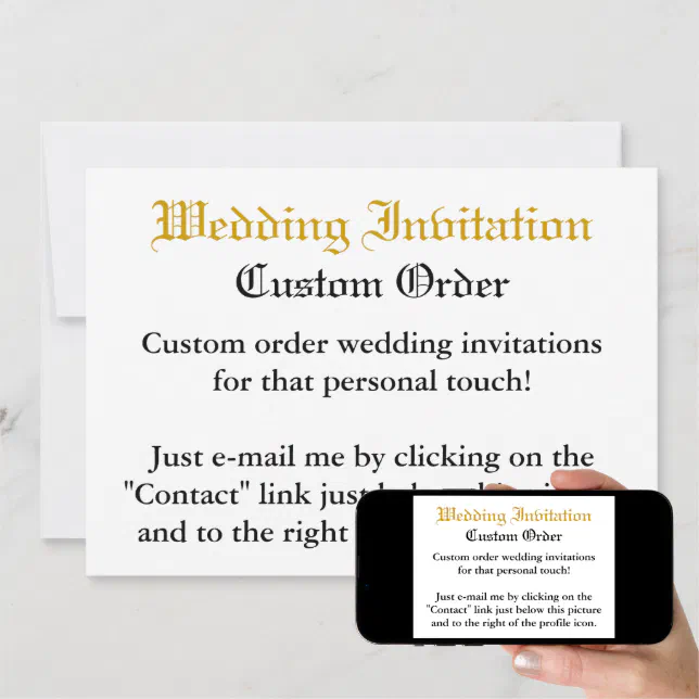 Custom Order Wedding Invitation Zazzle