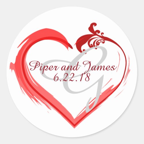 Custom Order Wedding Monogram Red Heart Seal