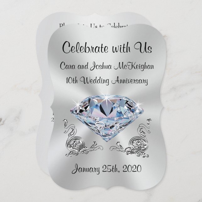 Custom Ordered 10th Wedding Anniversary Invitation (Front/Back)