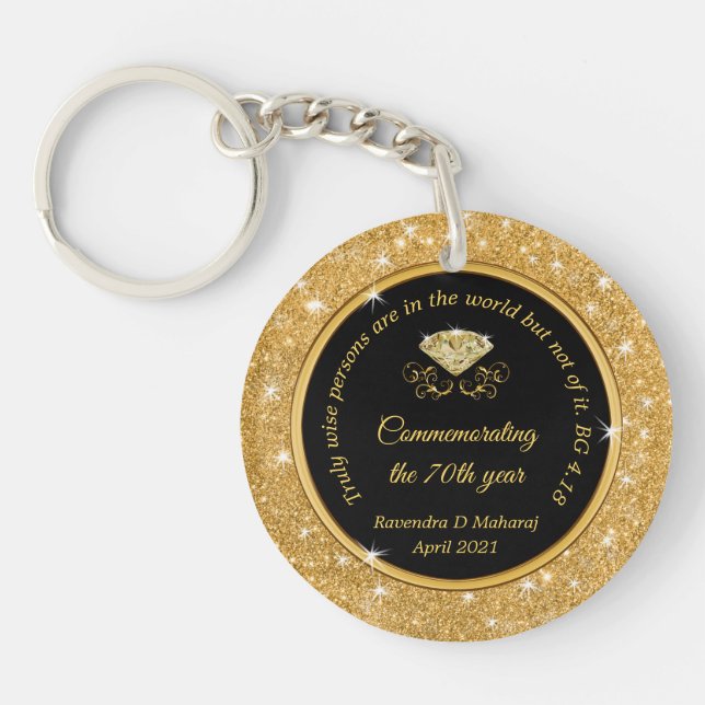 Custom Ordered Black and Gold Keychain (Front)