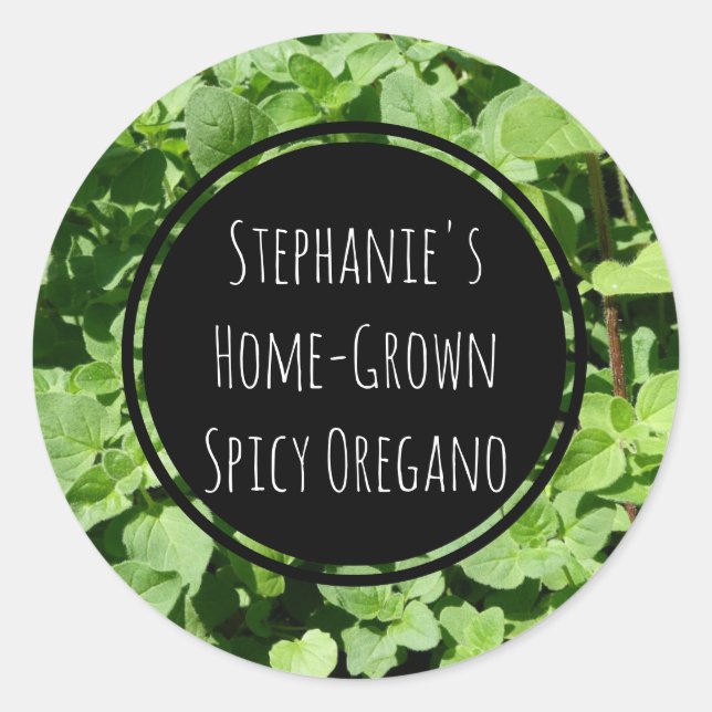 Custom Oregano Spice Herb Bottle Jar Garden Label (Front)