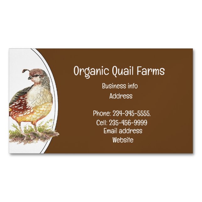 Custom Organic Quail Bird Eggs Farm  Animal  Busin Business Card Magnet (Front)