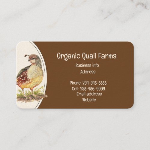 Custom Organic Quail Bird Eggs Farm  Animal  Business Card