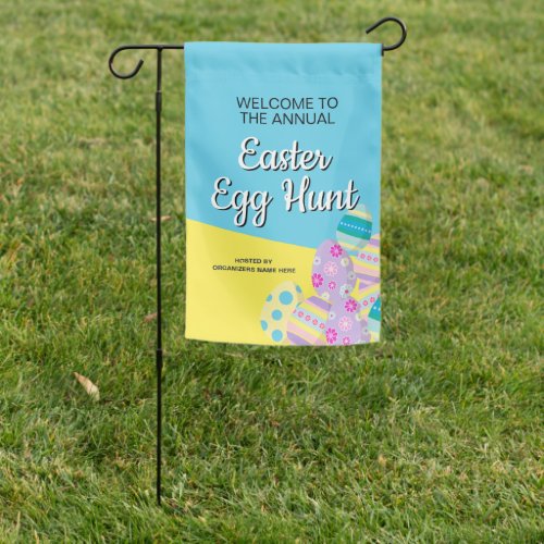 Custom Organizer name Easter Egg Hunt Colorful Garden Flag