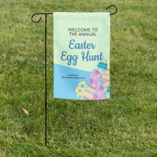 Custom Organizer name Easter Egg Hunt Green Blue Garden Flag
