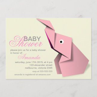 Custom origami elephant baby shower invitation