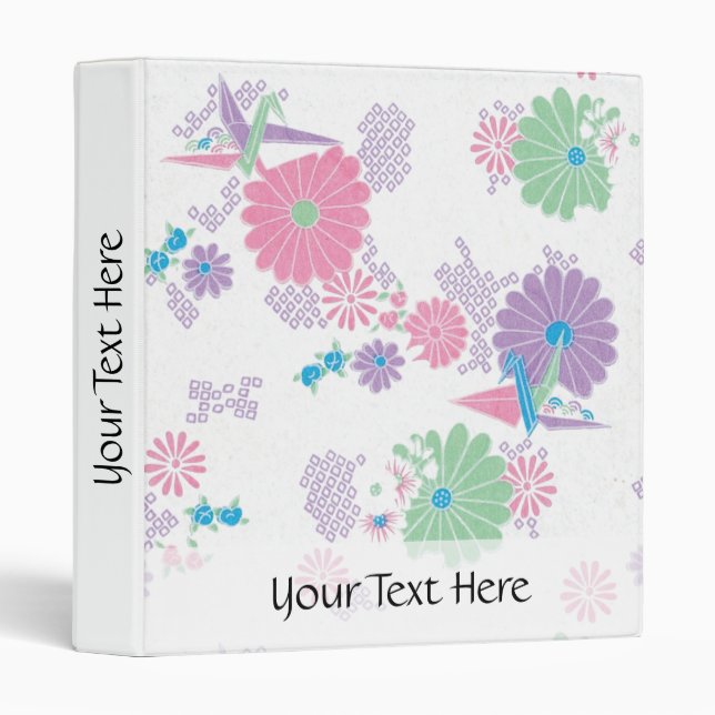 Custom Origami Paper Cranes and Flowers Binder (Front/Spine)