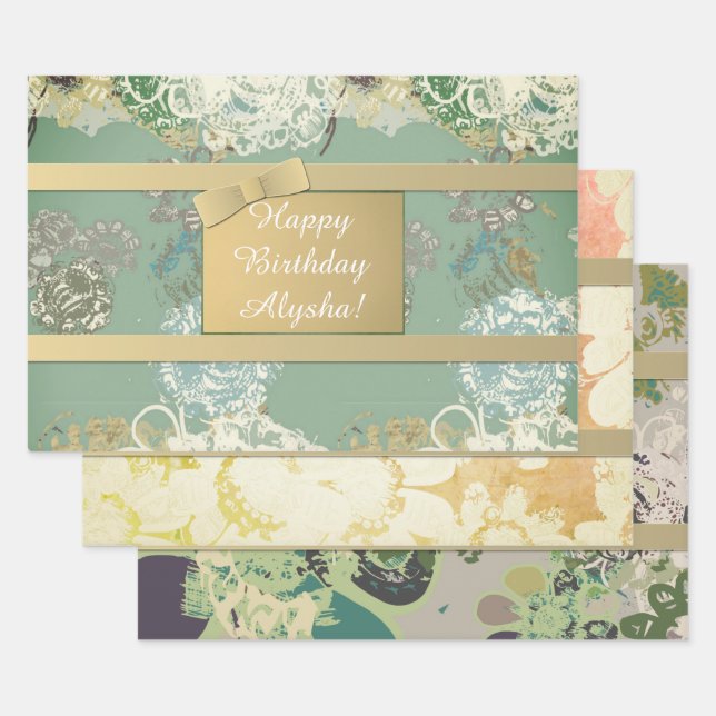 Custom Original Art Floral Wrapping Wrapping Paper Sheets (Set)