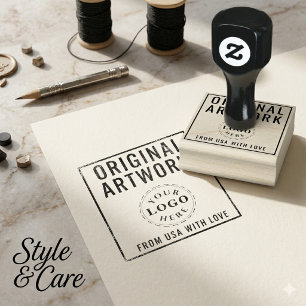 Custom Original Artwork Text Logo Wood Art Rubber Stamp